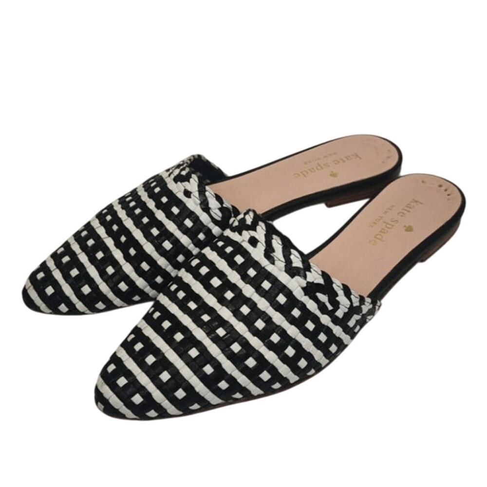 Kate spade Letaher black and white mule sz 6.5